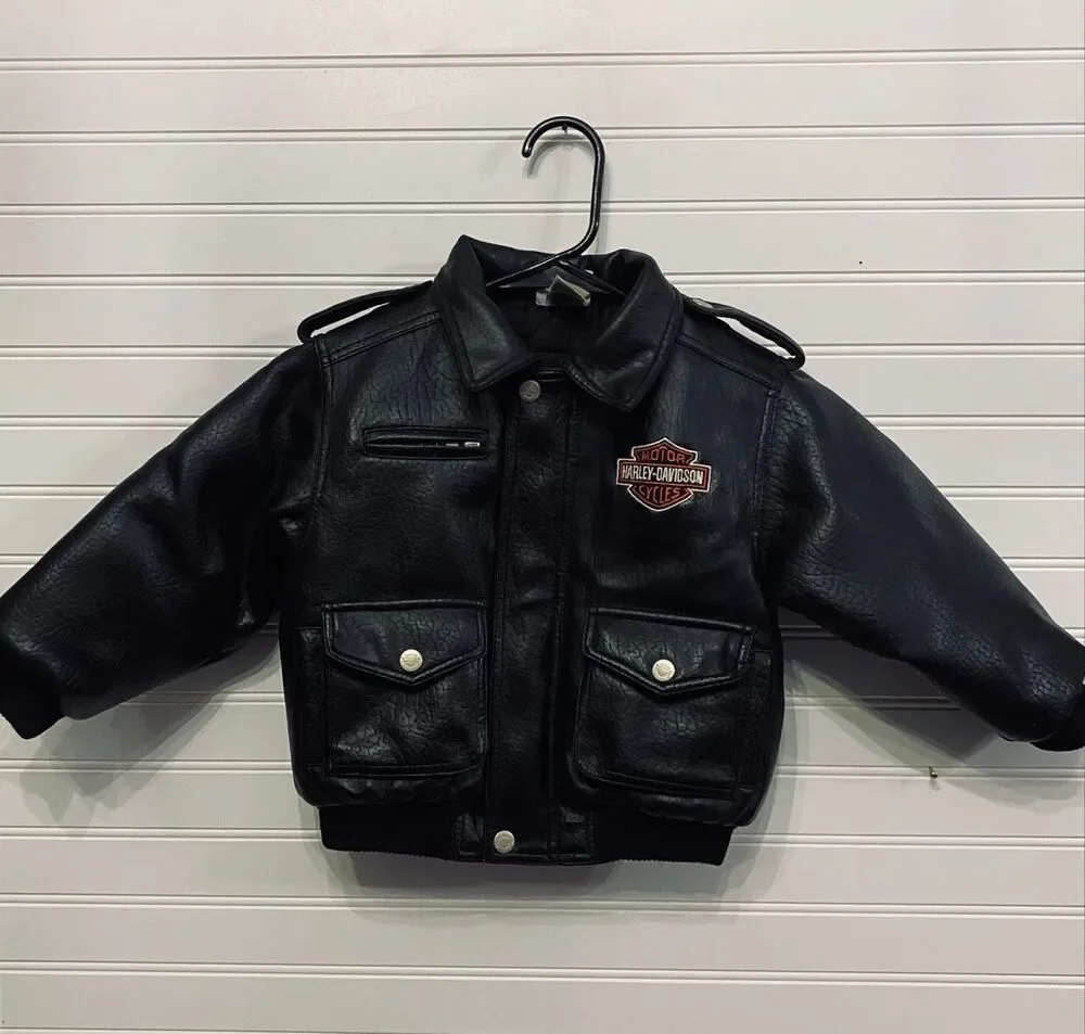 Vintage Style Kids Boys or Girls Harley Davidson Biker Jacket Sz 4T
